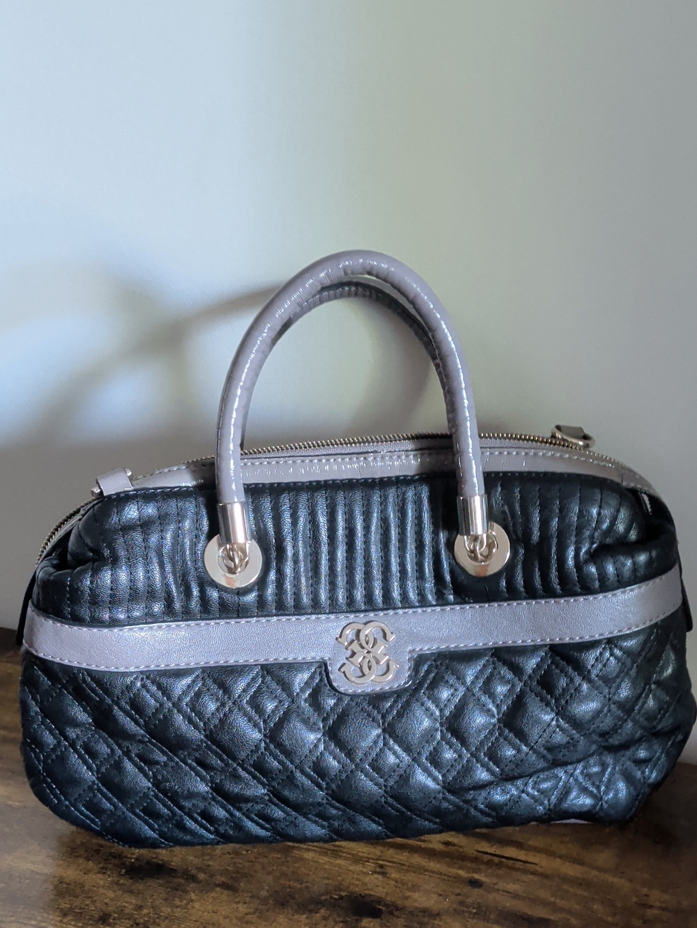 Quilted Black and Taupe Guess Women’s Handbag